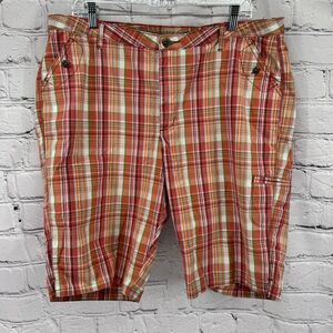 Vintage Riders Copper Bermuda Shorts Women's 16/17M Orange Plaid Preppy